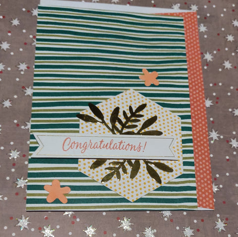 Green Striped with Gold Foil Leaves