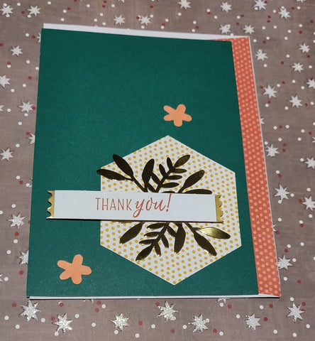 Green  with Gold Foil Leaves